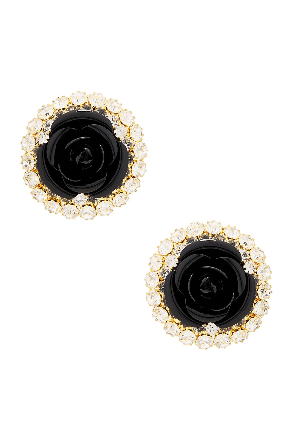 Image 1 of Rowen Rose Oversized Strass Earrings in Black Rose & White