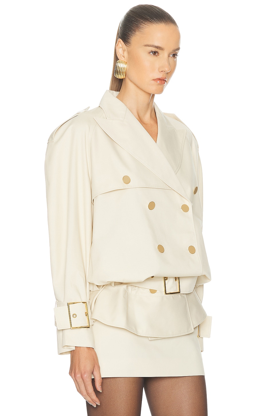 Rowen Rose Faux Leather Belted Jacket In Neutral