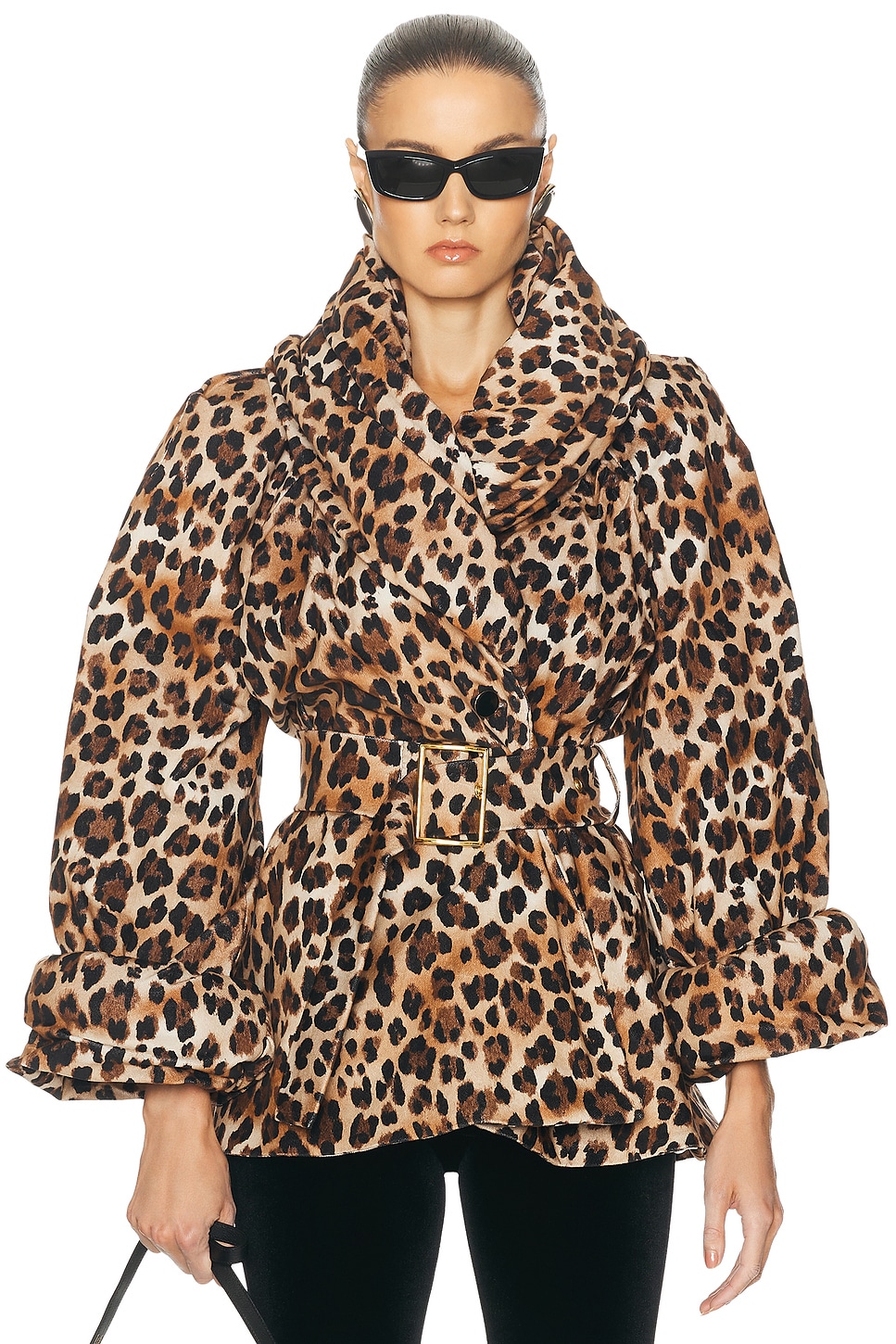 Image 1 of Rowen Rose Puffed Short Coat in Leopard