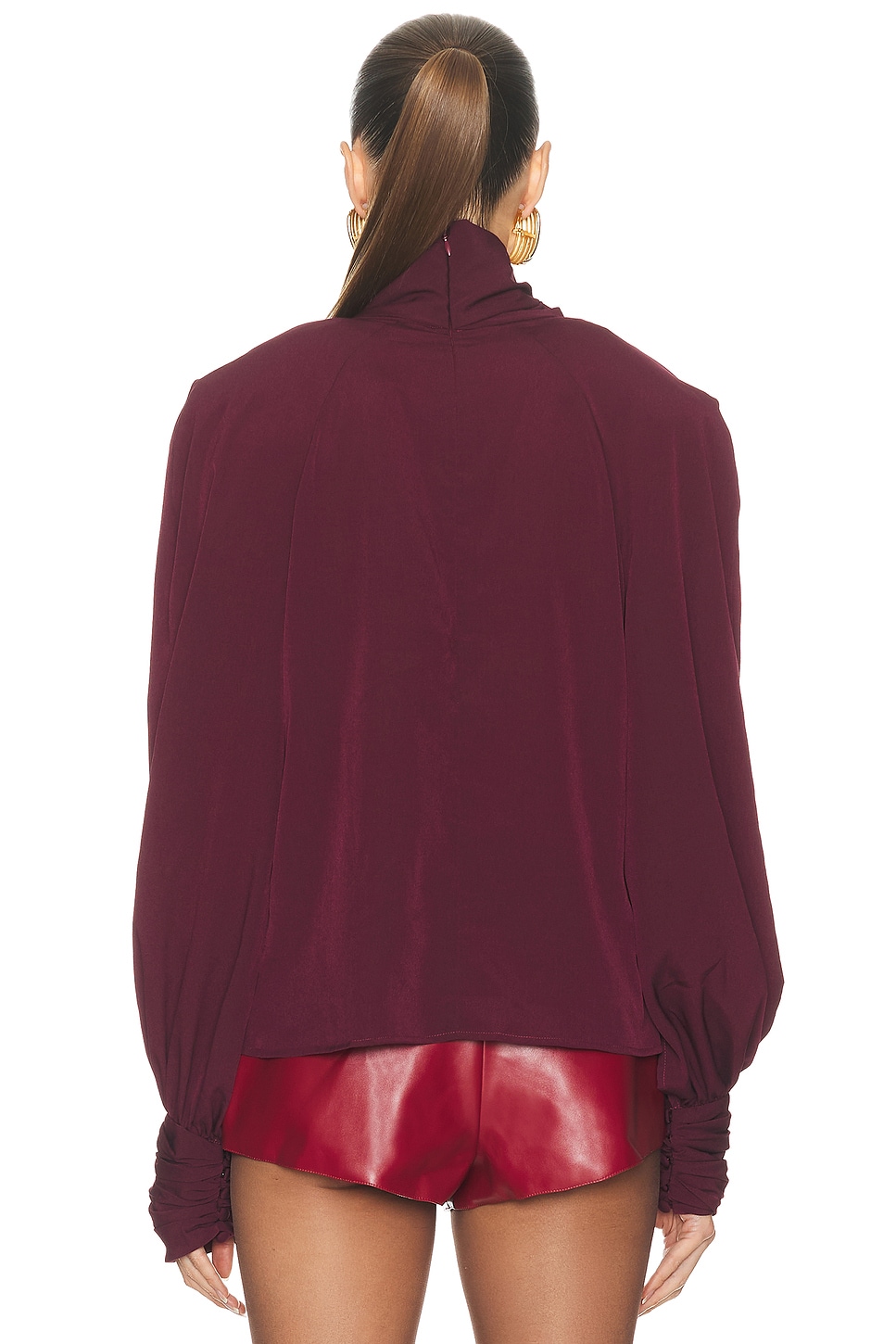 Rowf Rowen Rose Tie Neck Blouse in Bordeaux | FWRD