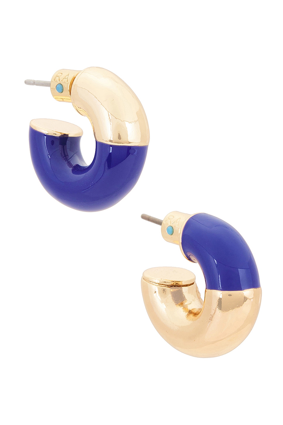 Image 1 of Roxanne Assoulin True Blue Chubbies Earrings in Shiny Gold & Blue