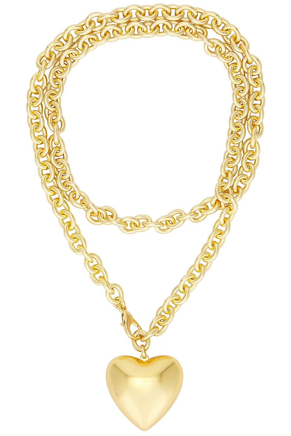 Image 1 of Roxanne Assoulin Heart And Soul Long Pendant Necklace in Semi Shiny Gold