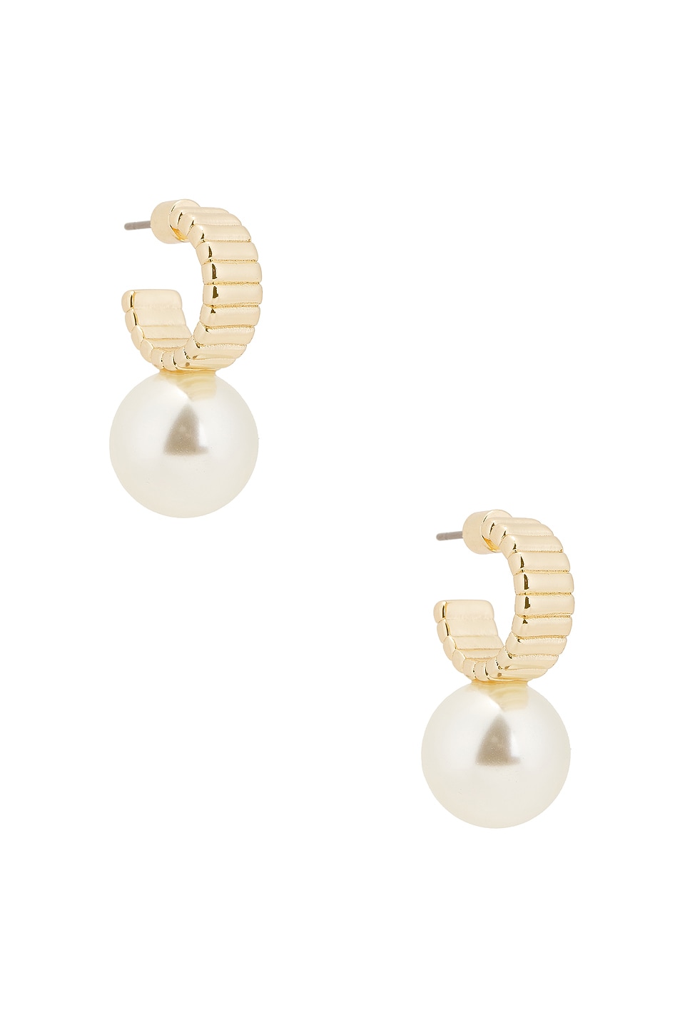 Shop Roxanne Assoulin Swan Hoop Earrings In Shiny Gold & Ivory