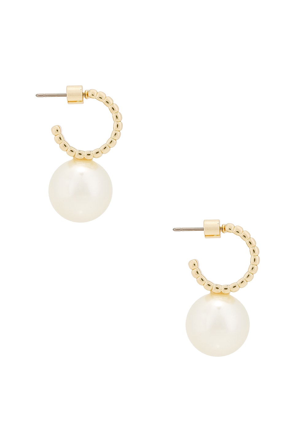 Shop Roxanne Assoulin Swan Hoop Earrings In Shiny Gold & Ivory