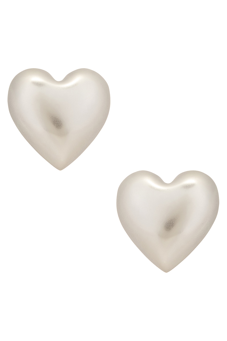 The Puffy Heart Stud Earrings in Metallic Silver