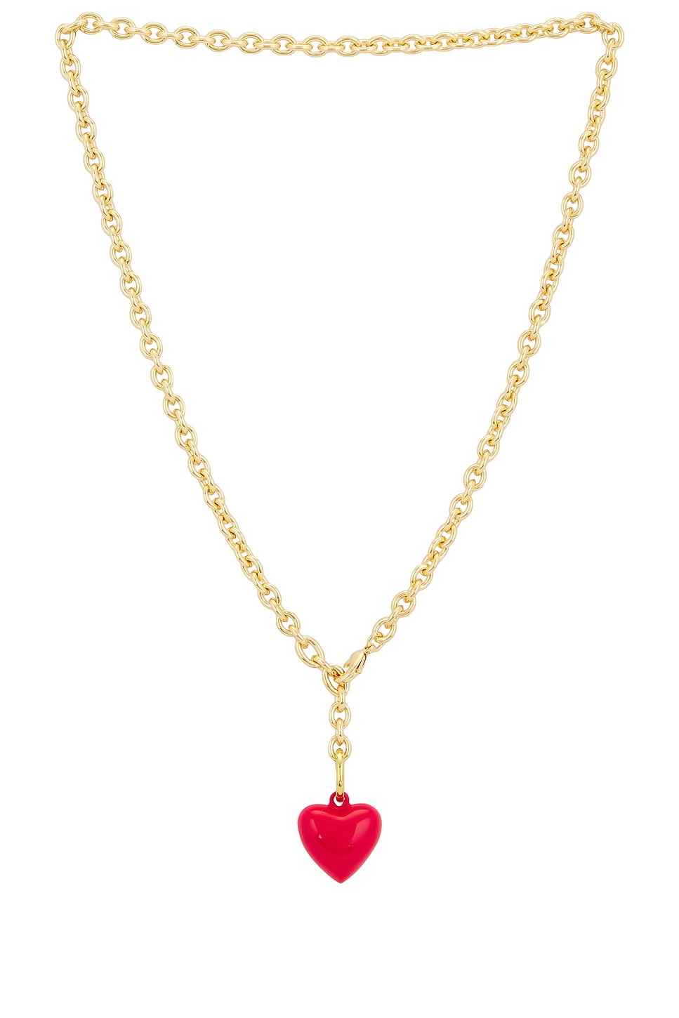 Image 1 of Roxanne Assoulin Mini Happy Heart Necklace in Gold & Cherry Red