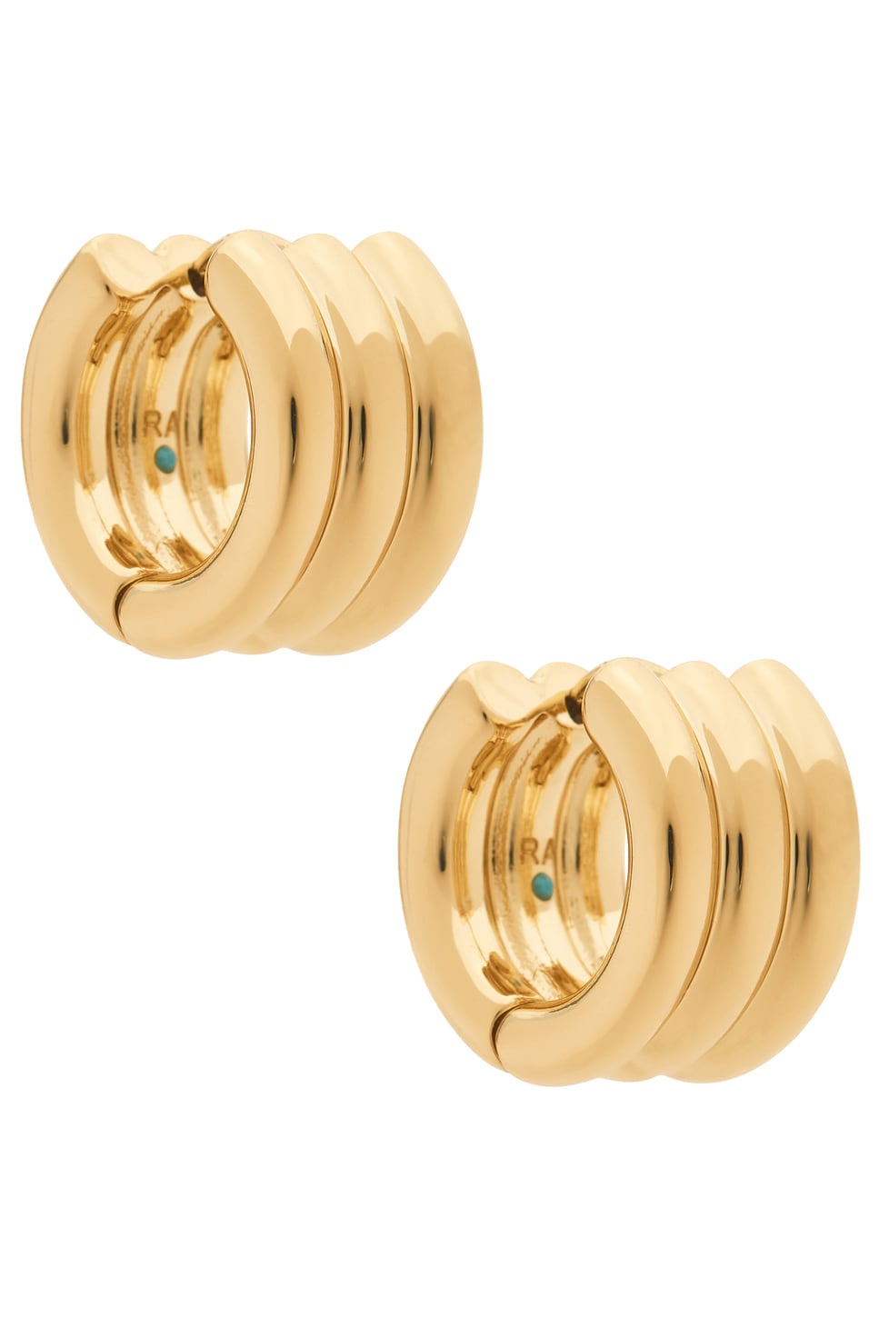 Image 1 of Roxanne Assoulin Triple Tube Huggie Earrings in Shiny Gold