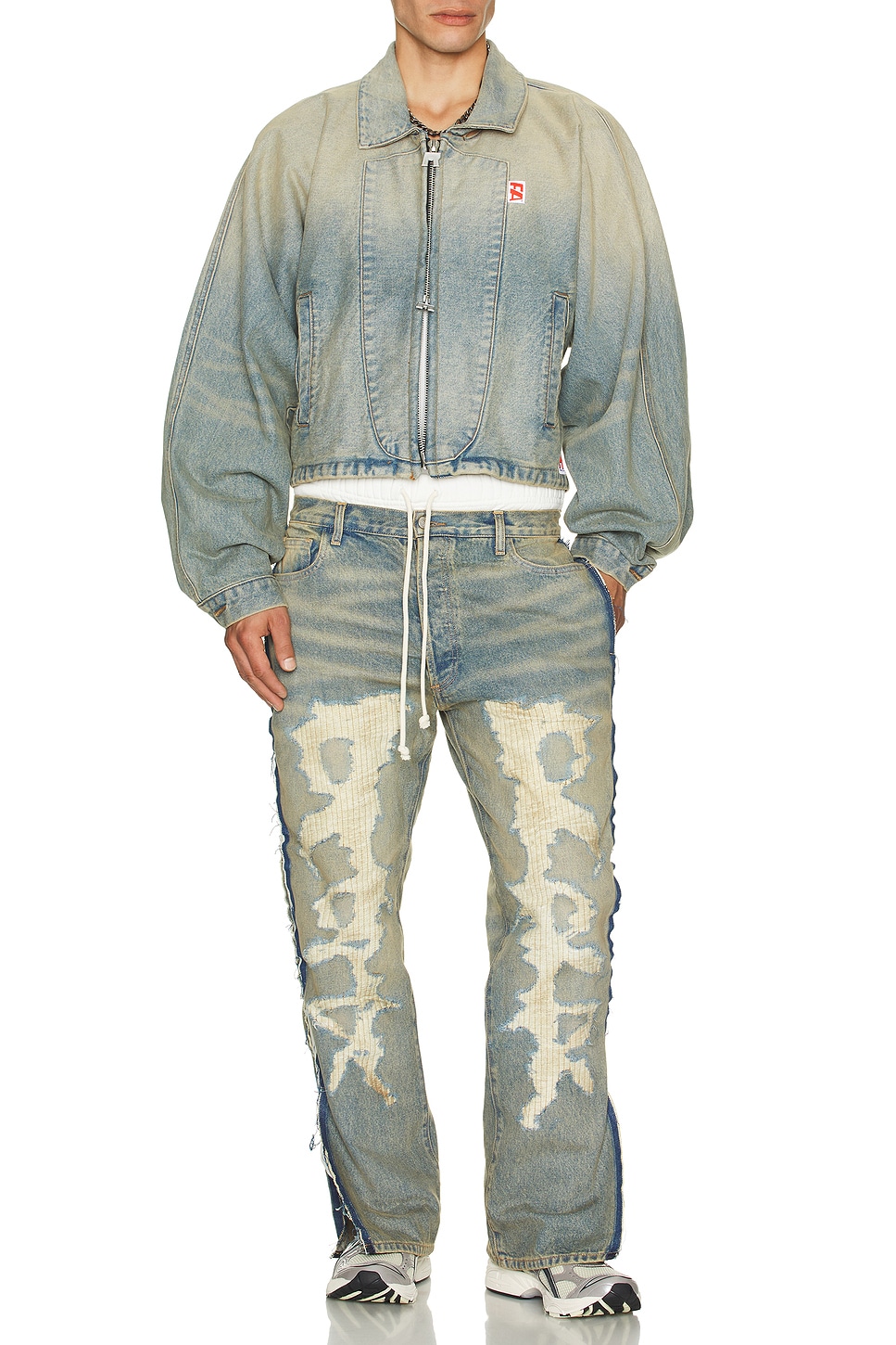 Image 1 of RRR123 Fathers Garden Trucker Jacket in Light Indigo