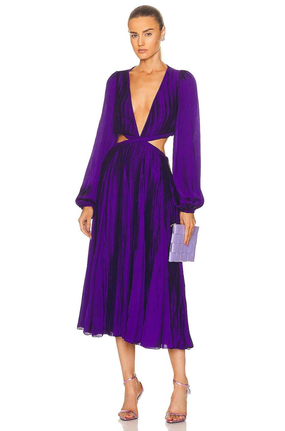 Image 1 of ROCOCO SAND Cassi Long Sleeve Midi Dress in Purple