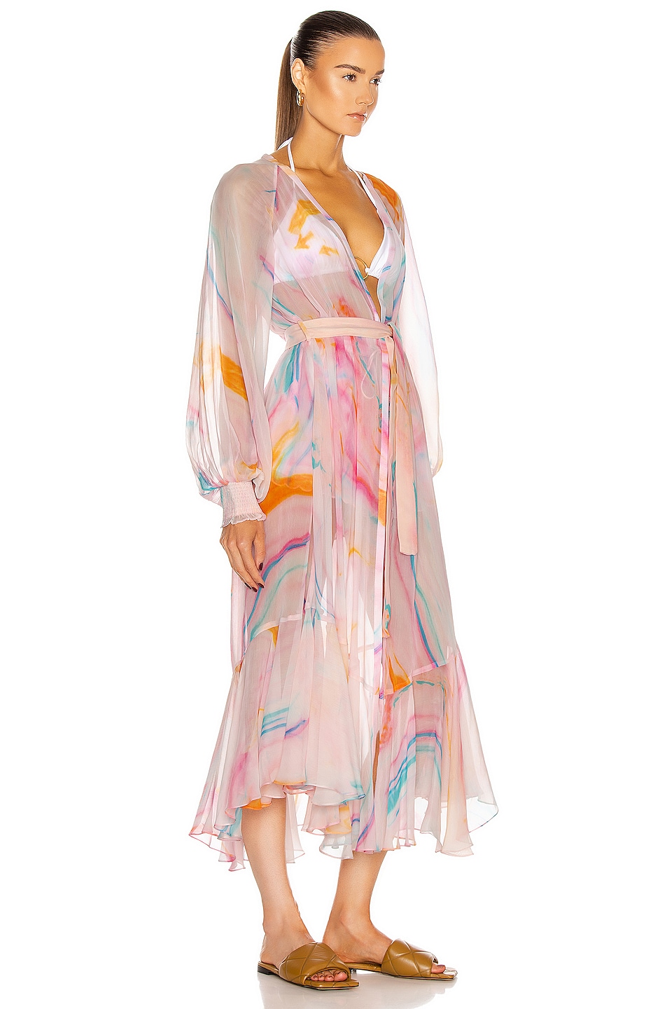 ROCOCO SAND Davina Robe Dress in Pink | FWRD