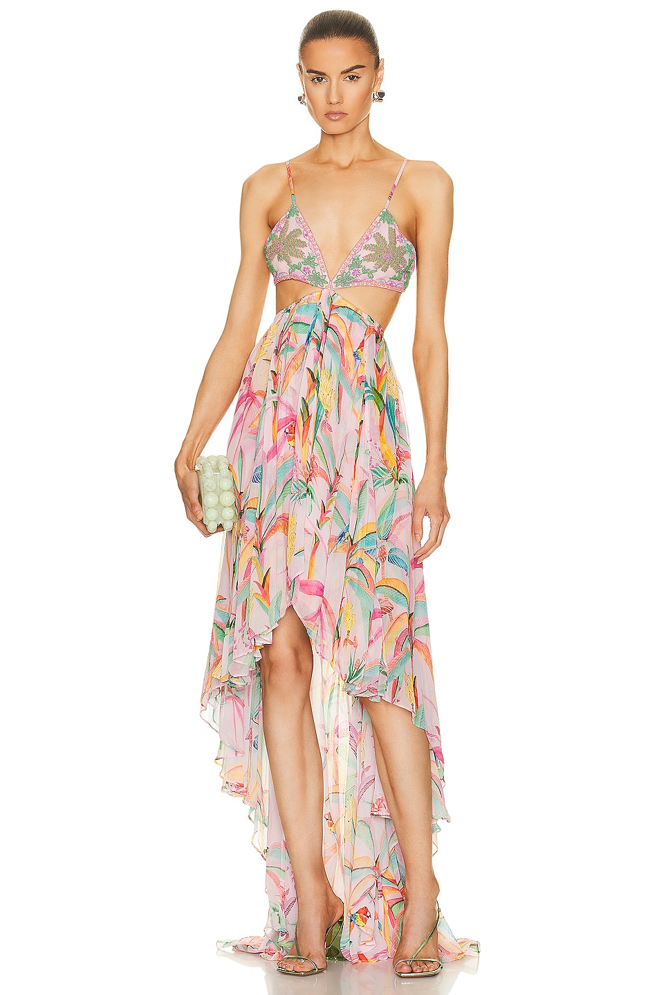 Image 1 of ROCOCO SAND Rio Beaded High Low Dress in Multicolor Tropical