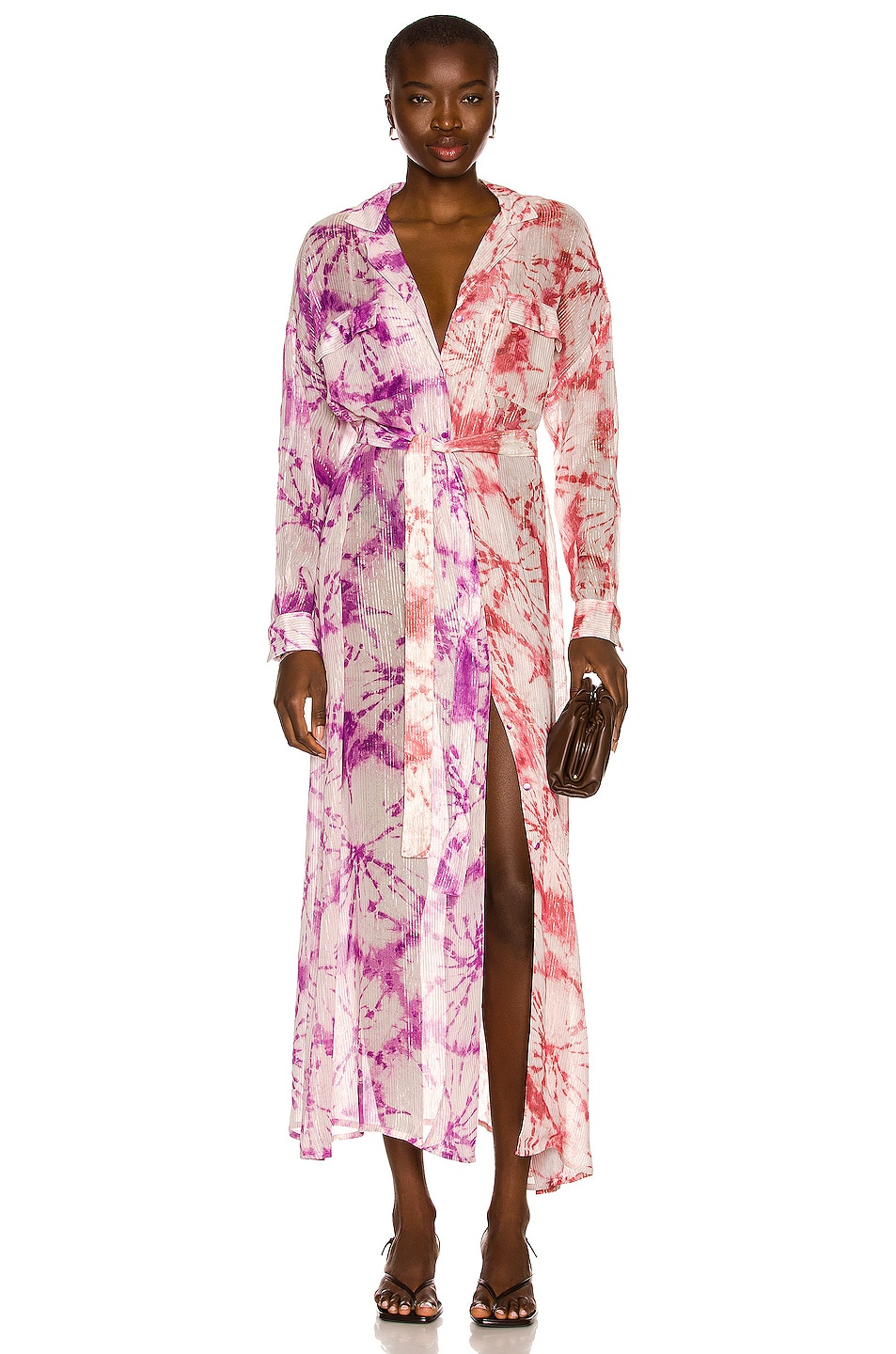 Image 1 of ROCOCO SAND Ava Maxi Shirt Dress in Rosewood & Lilac