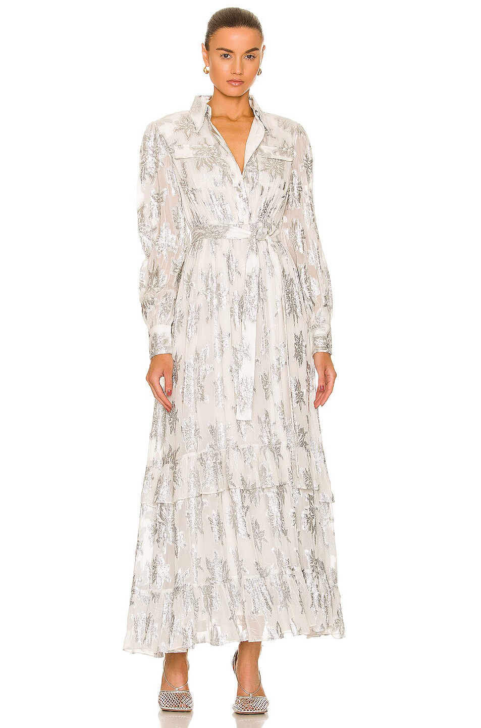 Image 1 of ROCOCO SAND Elia Belted Maxi Dress in Off White