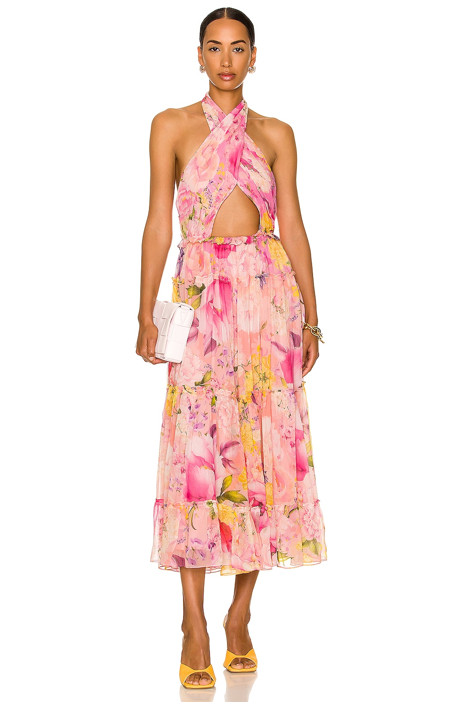 Image 1 of ROCOCO SAND Leona Midi Dress in Pink & Peach