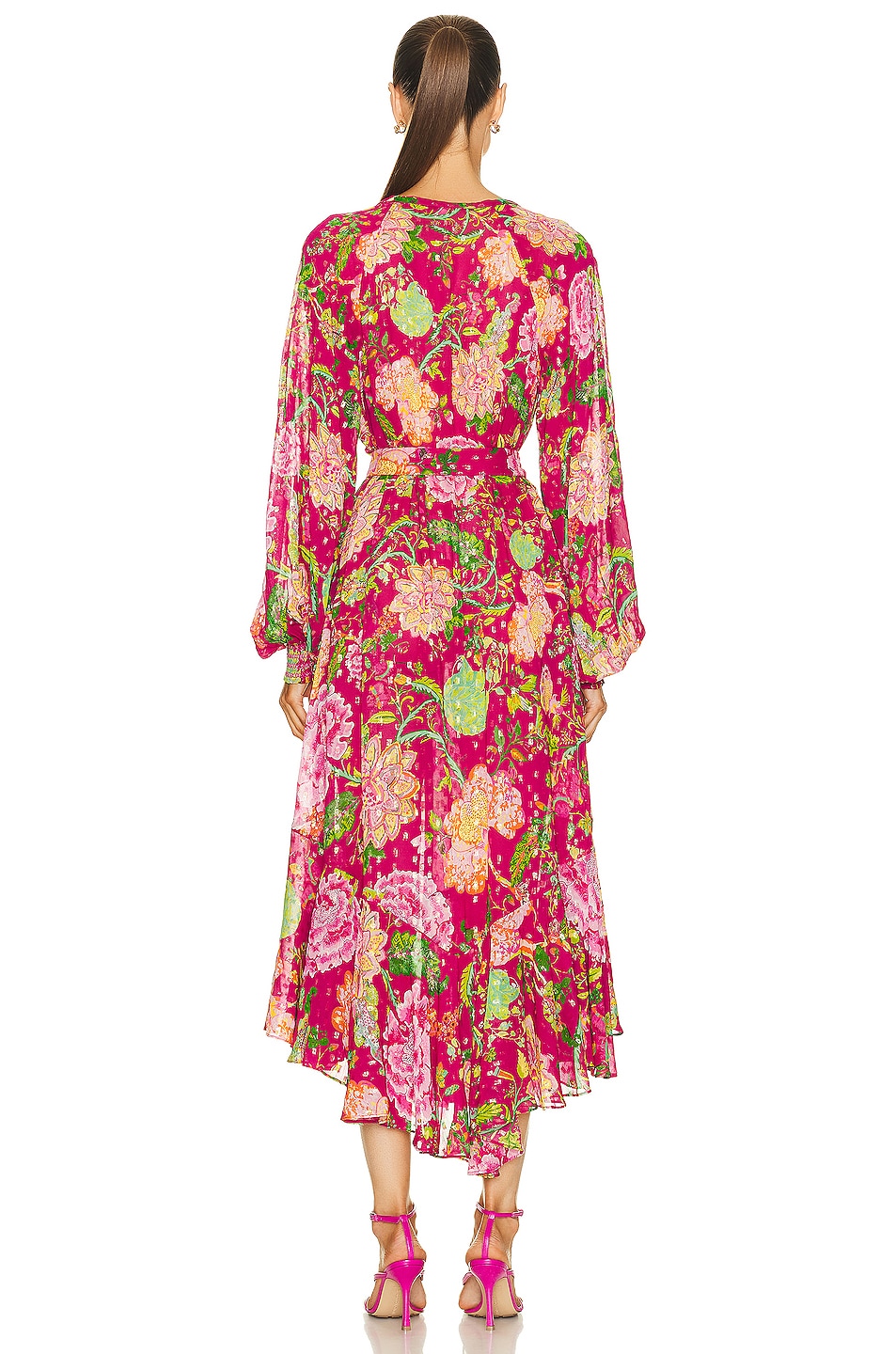 Rococo Sand Chloe Cape With Belt In Fuchsia Pink Fwrd