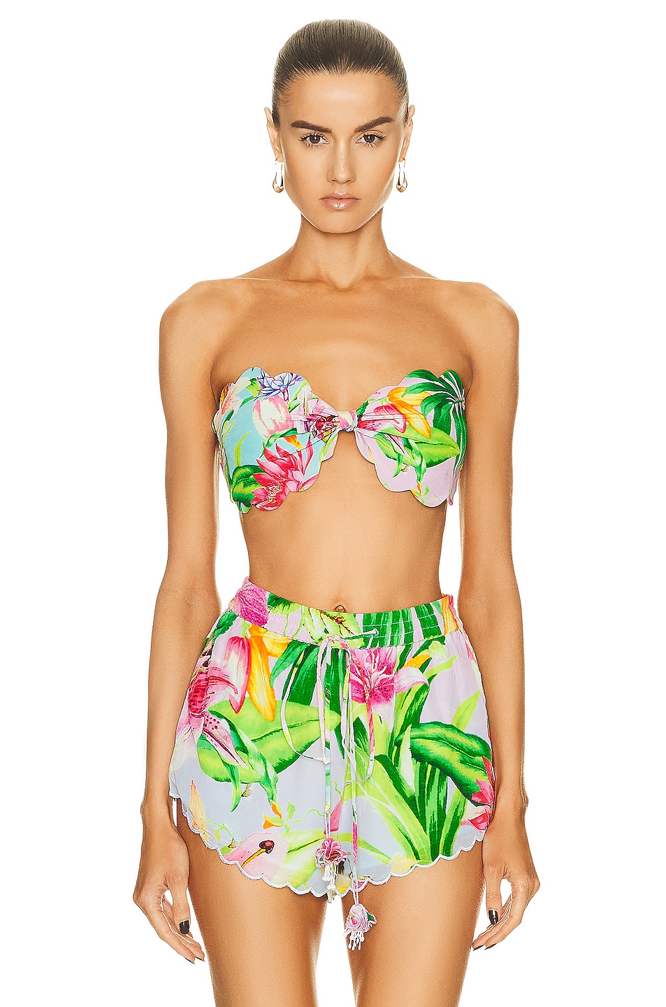Image 1 of ROCOCO SAND Lora Bandeau Top in Multi Hibiscus
