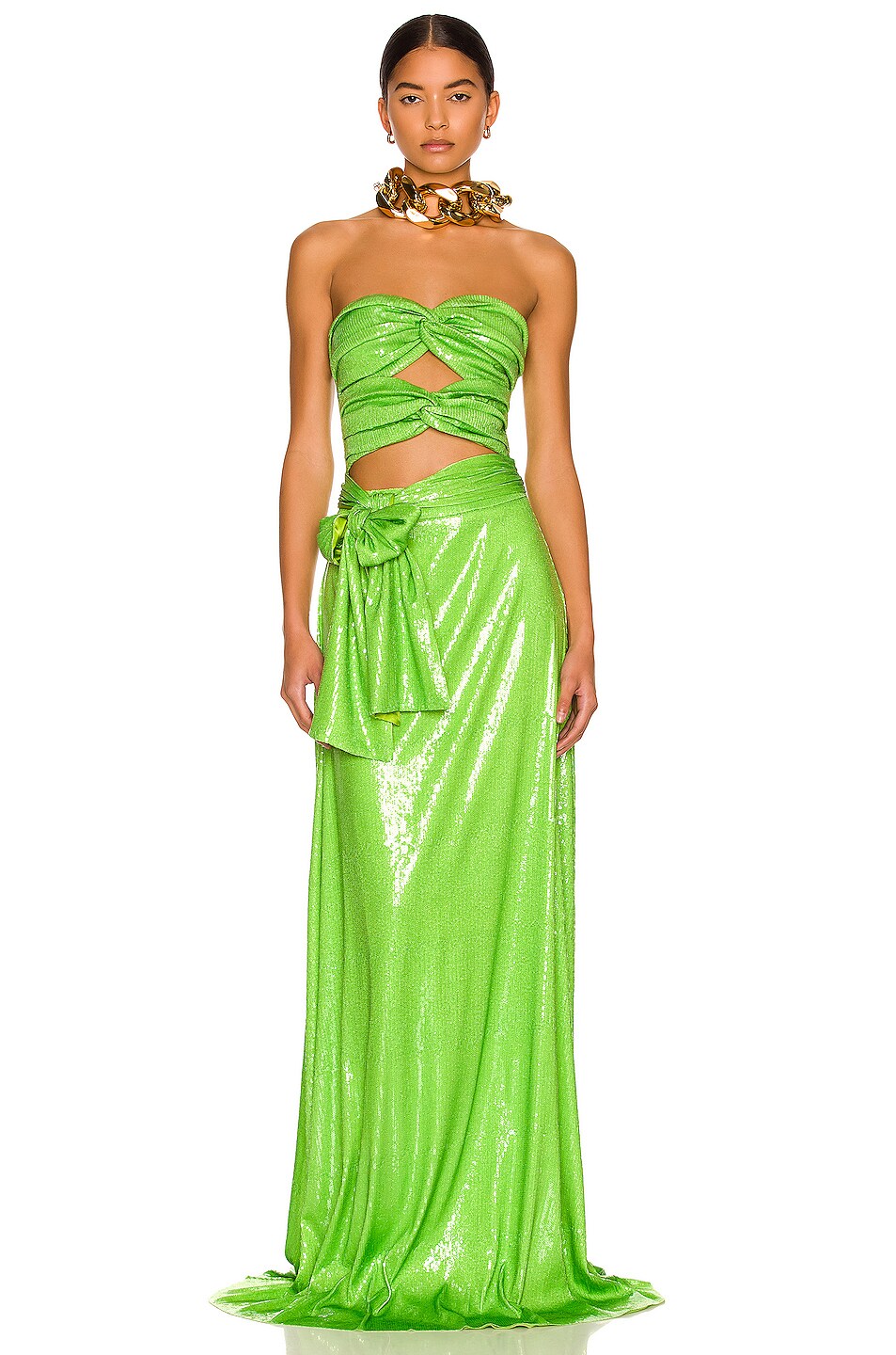 Image 1 of Raisa Vanessa Sequin Cutout Gown in Pistachio Green