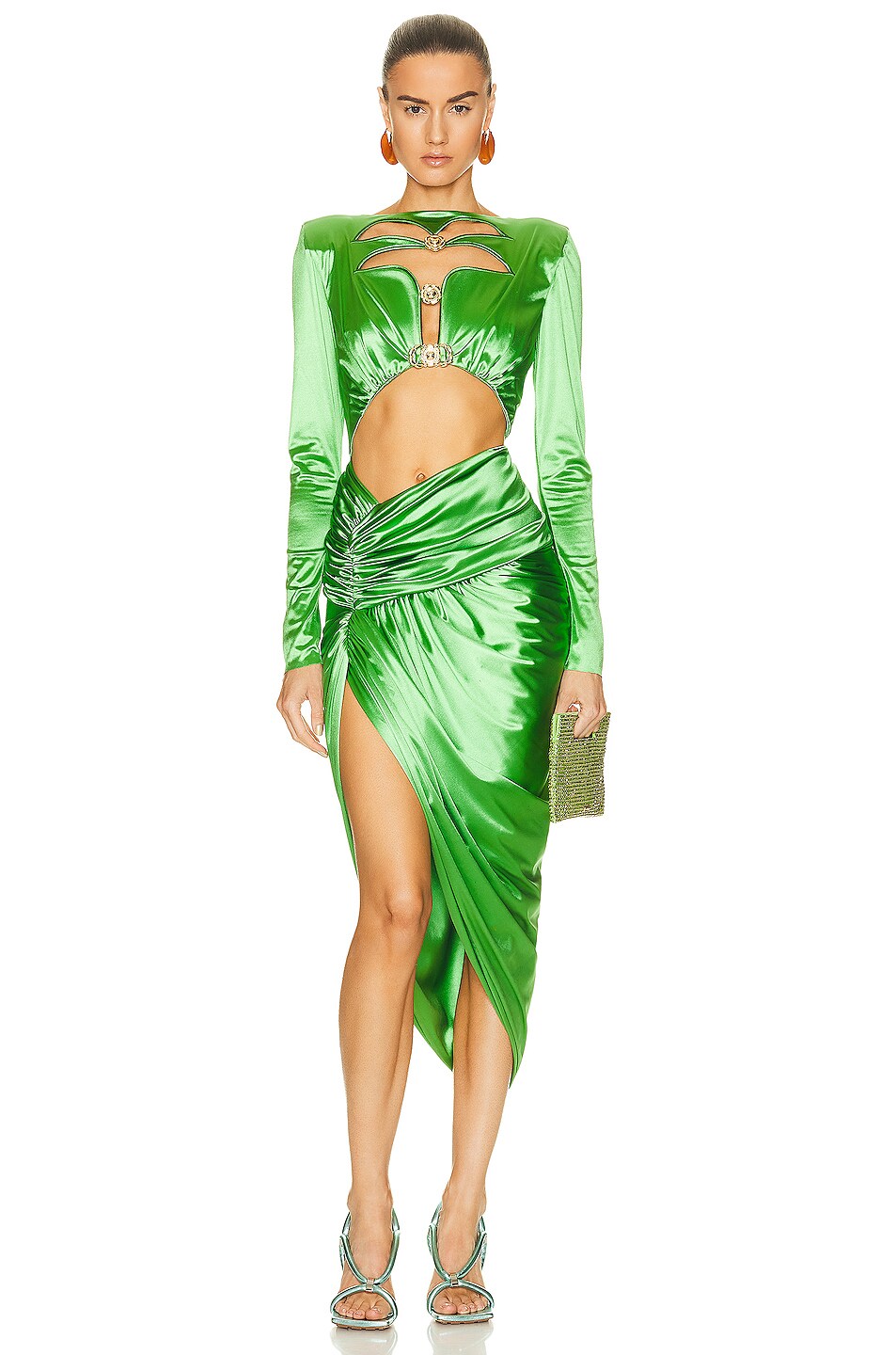 Image 1 of Raisa Vanessa Asymmetrical Midi Dress in Green