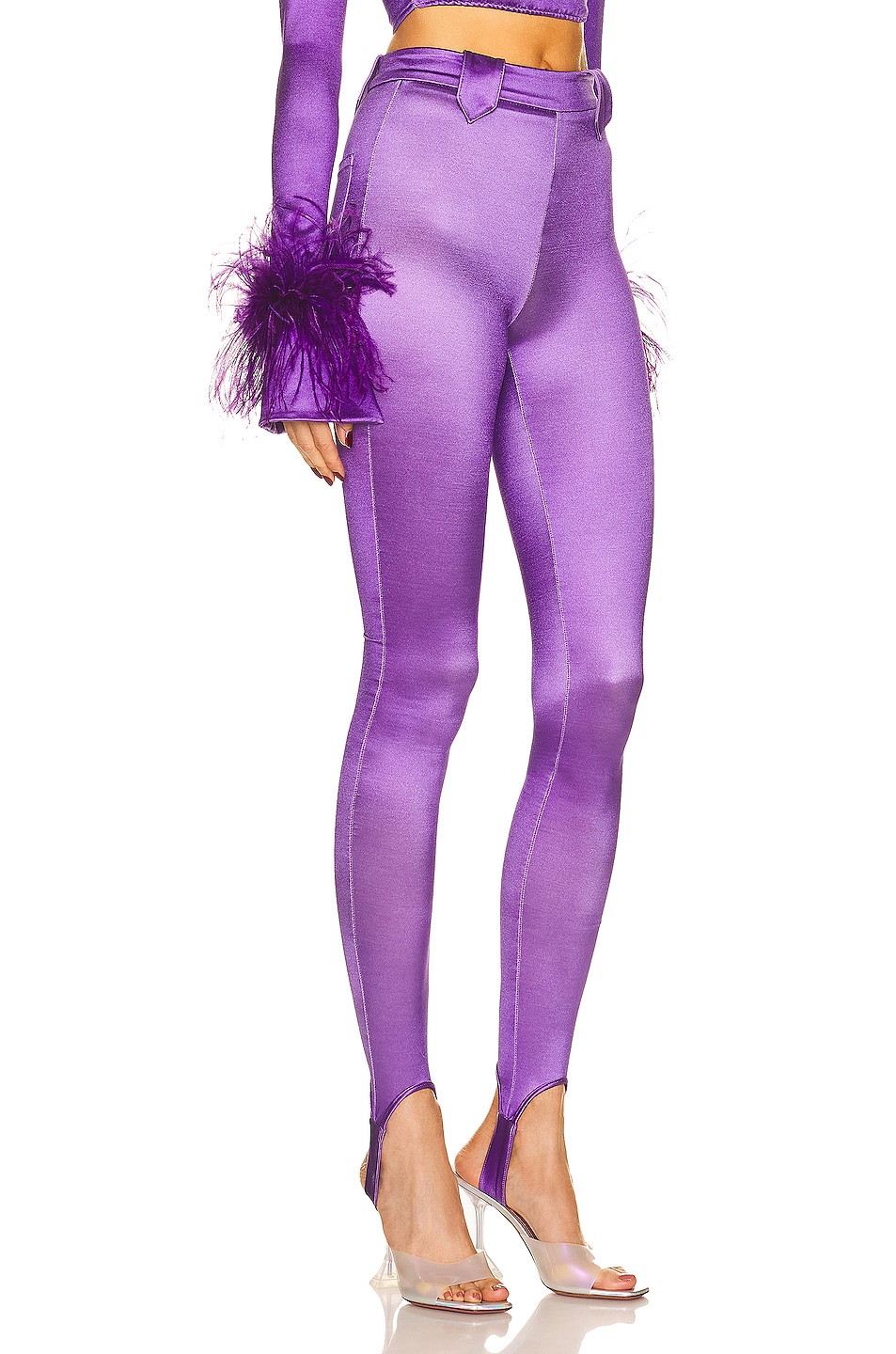 Raisa Vanessa High Waist Shiny Pant In Purple Fwrd 9814