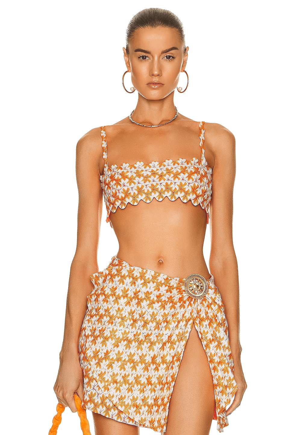 Image 1 of Raisa Vanessa Knit Crop Top in Orange & White