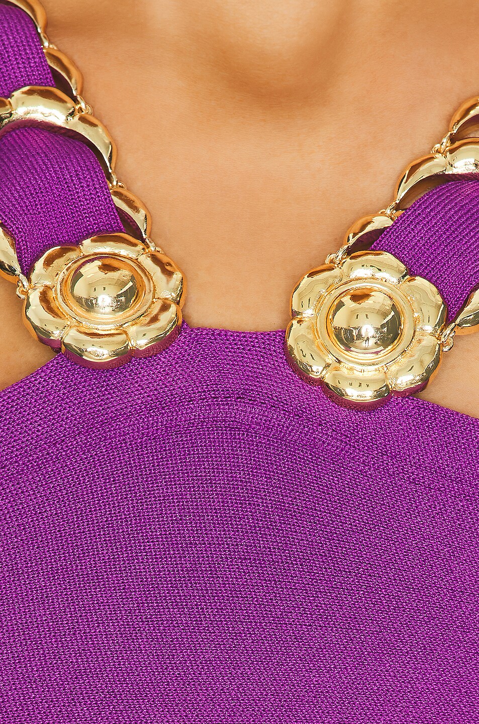 Raisa Vanessa Crop Top with Gold Buckles in Purple FWRD