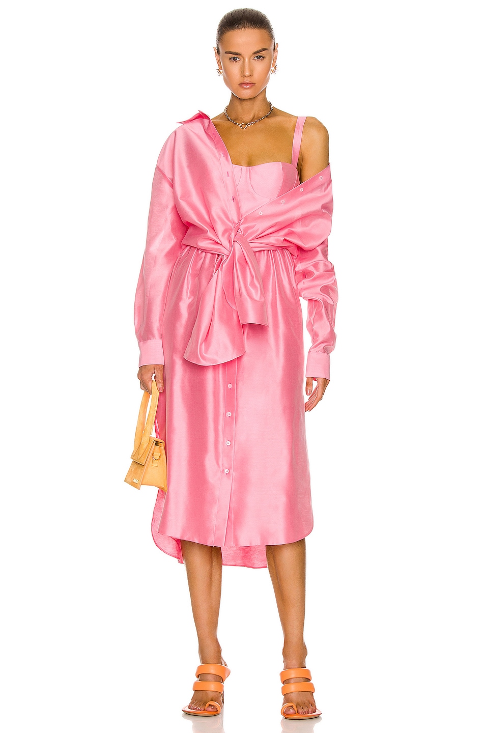 Image 1 of Rosie Assoulin Bustino Button Down Dress in Starfish Pink