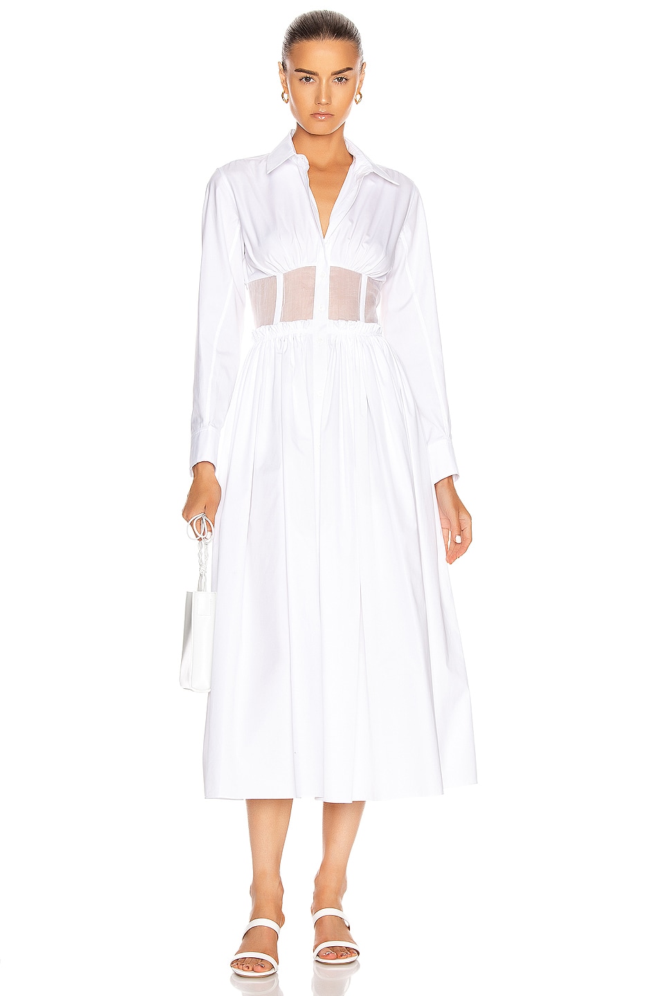 Image 1 of Rosie Assoulin Corset Shirt Dress in White