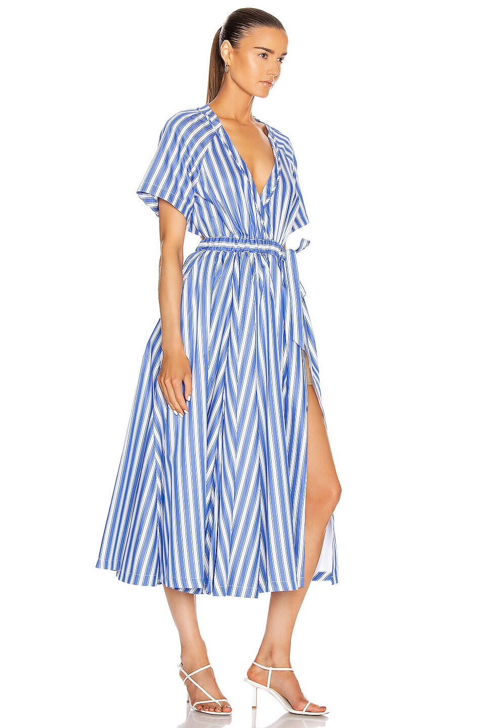 Rosie Assoulin Wrap Skort Dress in Blue Stripe | FWRD