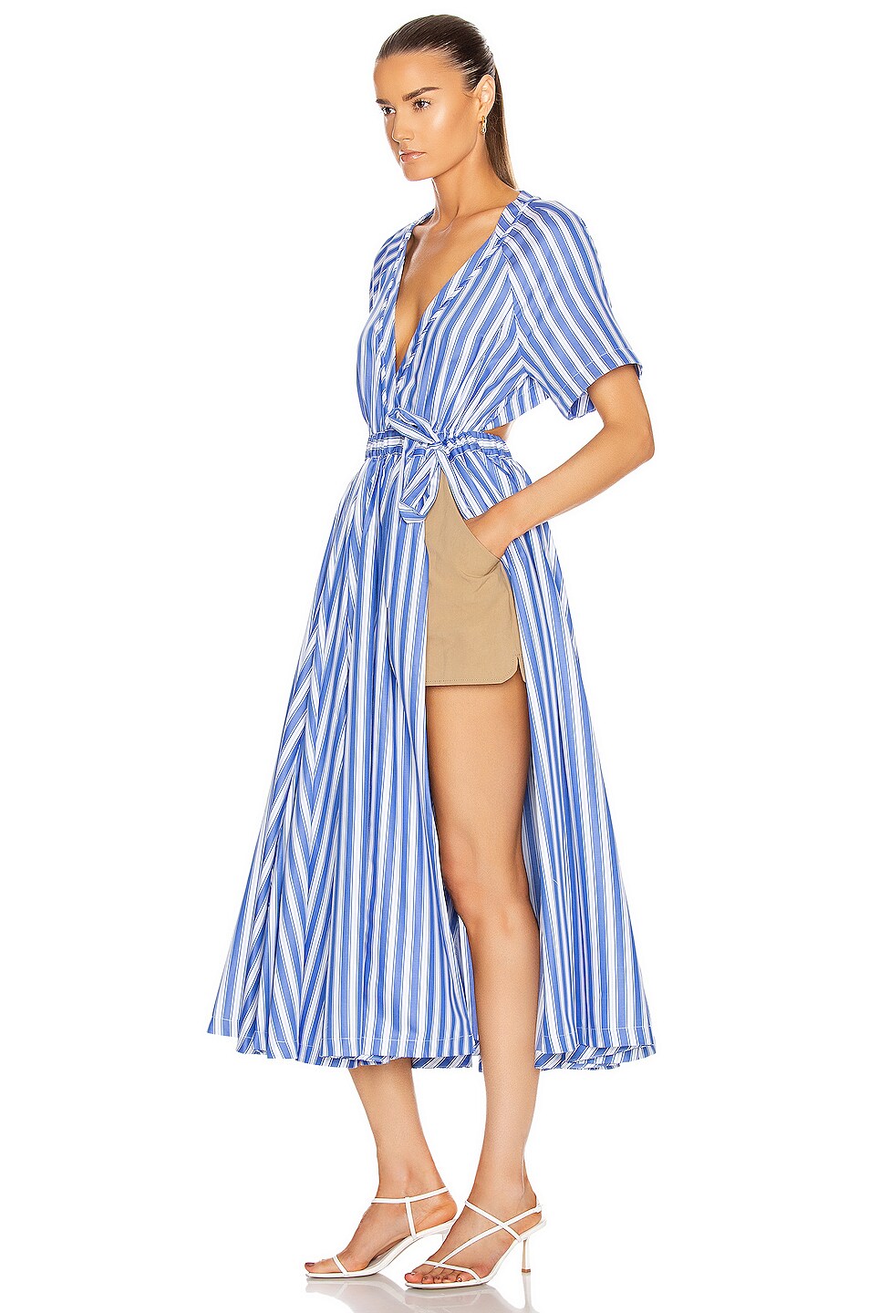 Rosie Assoulin Wrap Skort Dress In Blue Stripe | FWRD