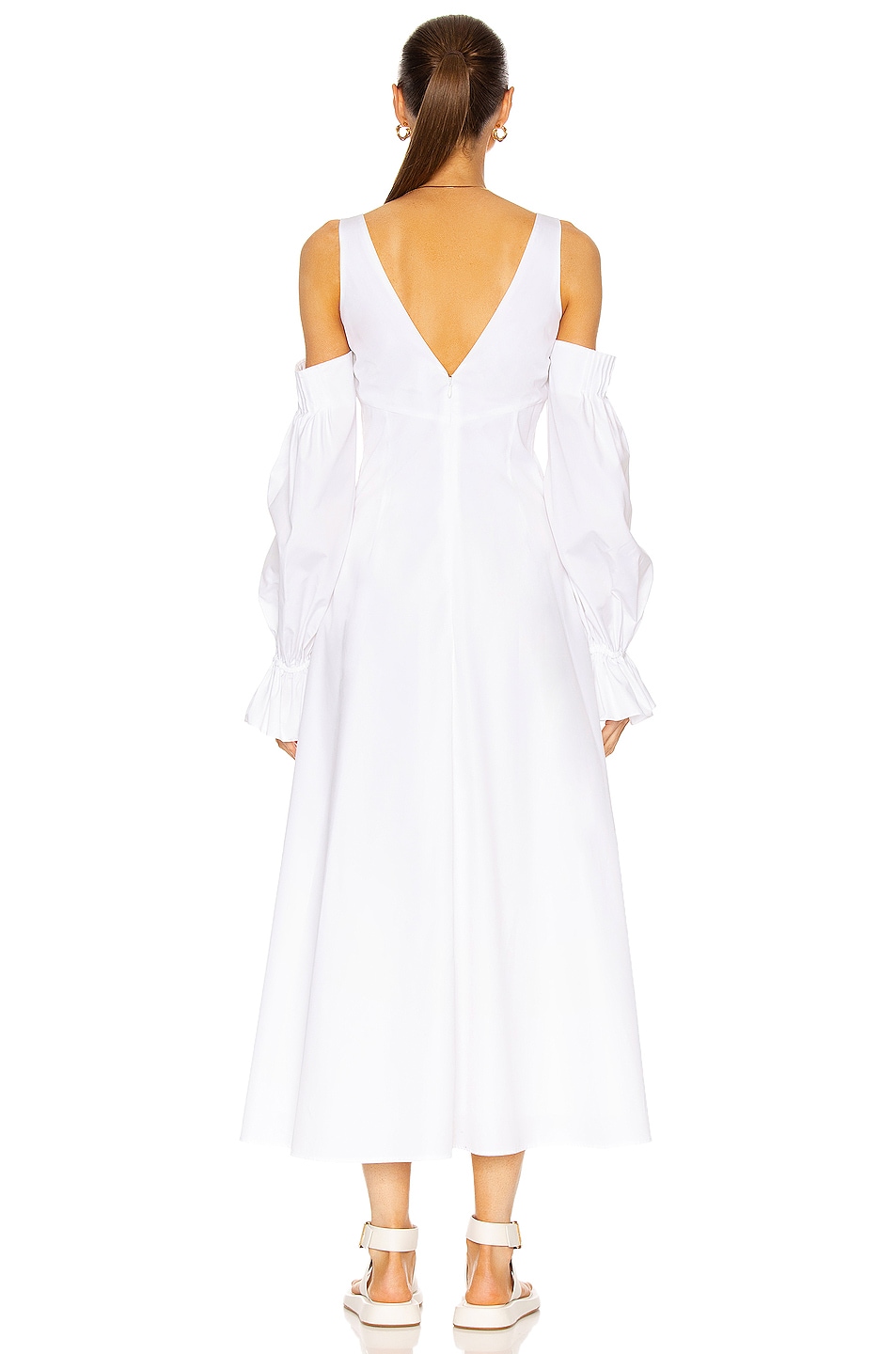 Rosie Assoulin Cold Shoulder Bell Cuff Dress in White | FWRD