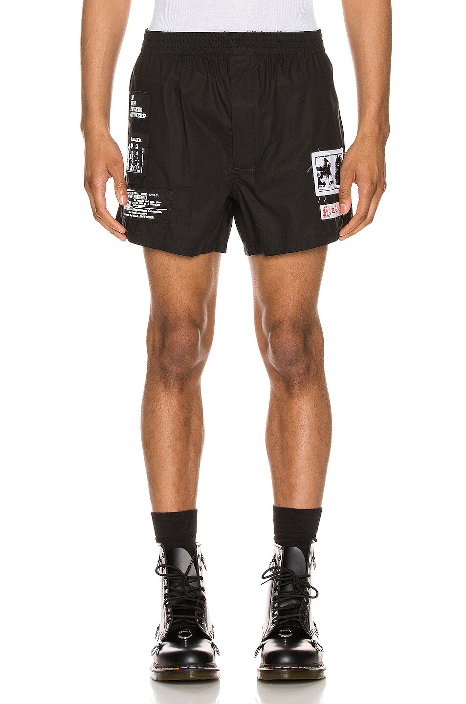 Image 1 of Raf Simons Patched Boxer Shorts in Black