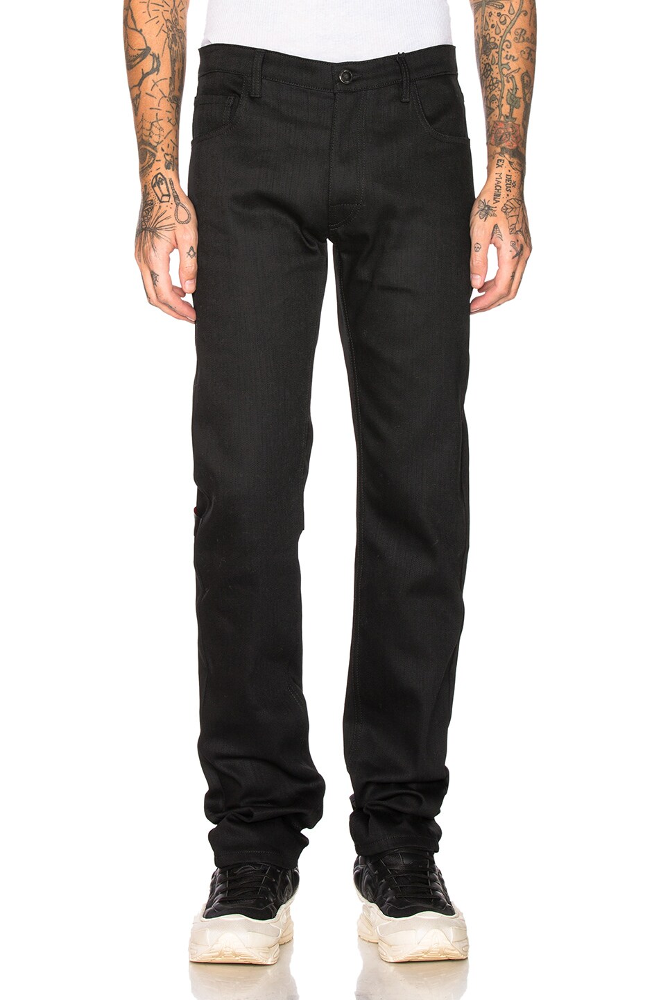 Image 1 of Raf Simons Tape & Patch Denim Jeans in Black