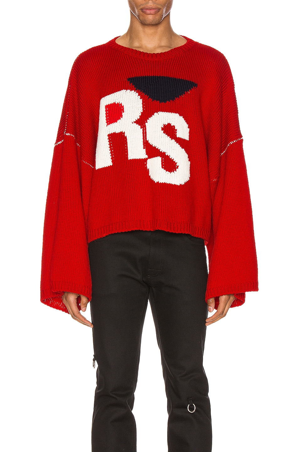 Raf Simons Cropped Oversized RS Sweater