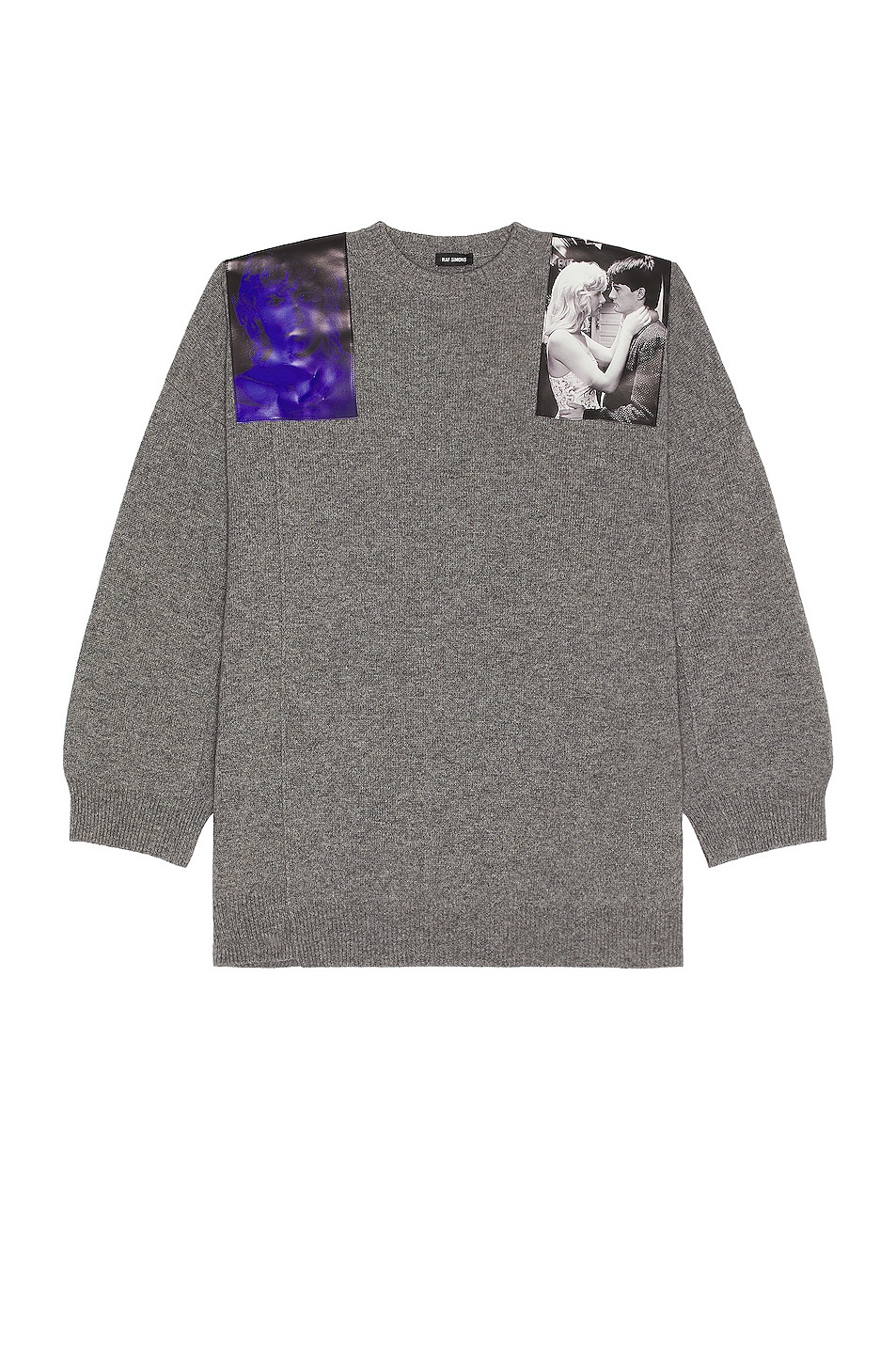 Image 1 of Raf Simons Printed Shoulder Patches Sweater in Grey