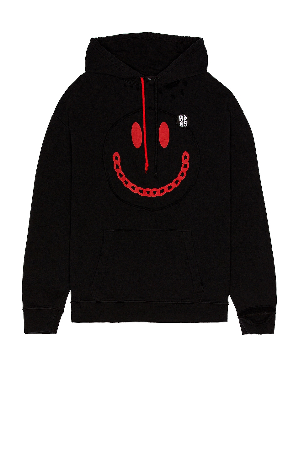 Image 1 of Raf Simons x Smiley Print Destroy Washed Hoodie in Black
