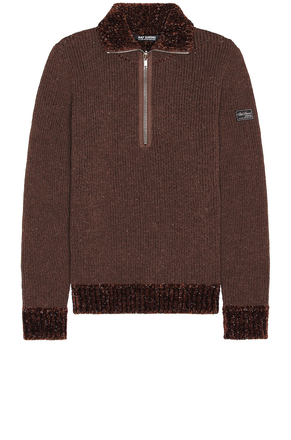 Image 1 of Raf Simons Double Layered Fisherman Sweater in Brown