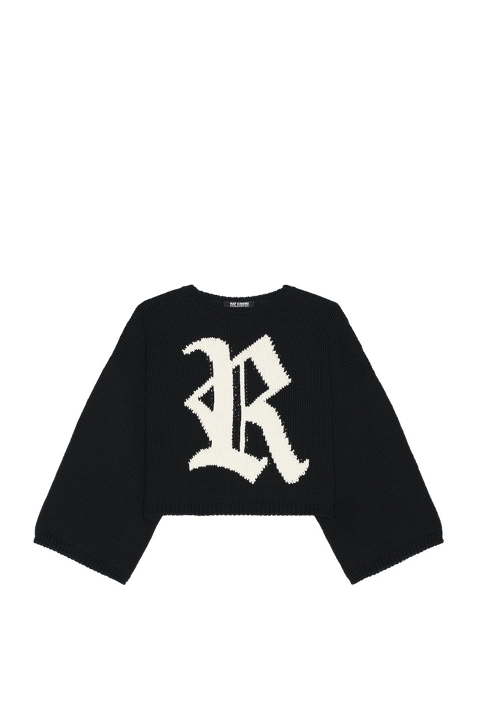 Image 1 of Raf Simons Bulky Knit Sweater With R Jacquard in Black