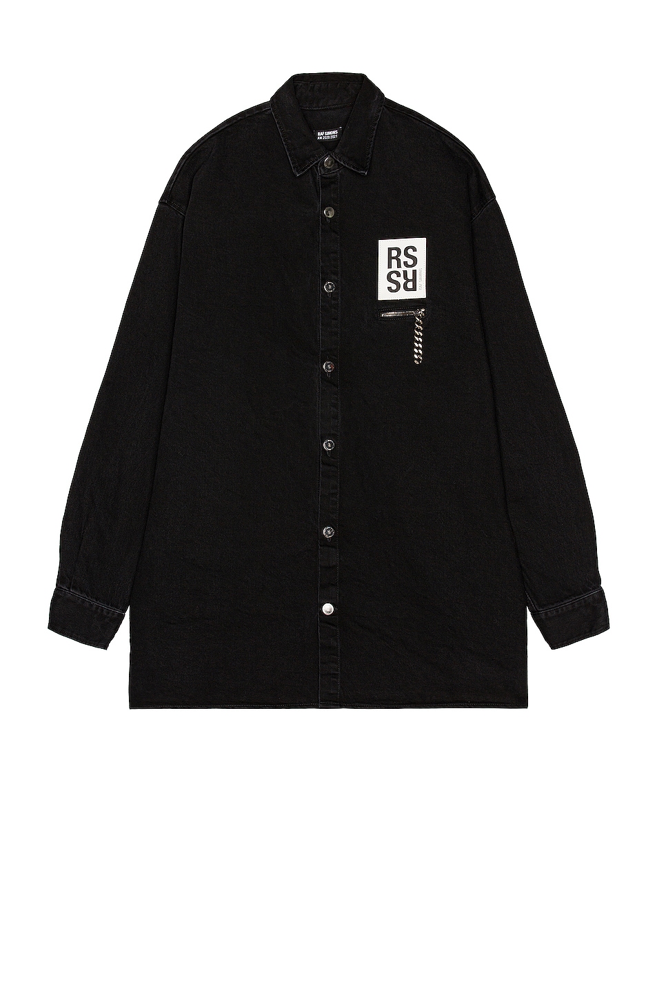 Image 1 of Raf Simons Big Fit Denim Shirt With Zipped Pocket in Black