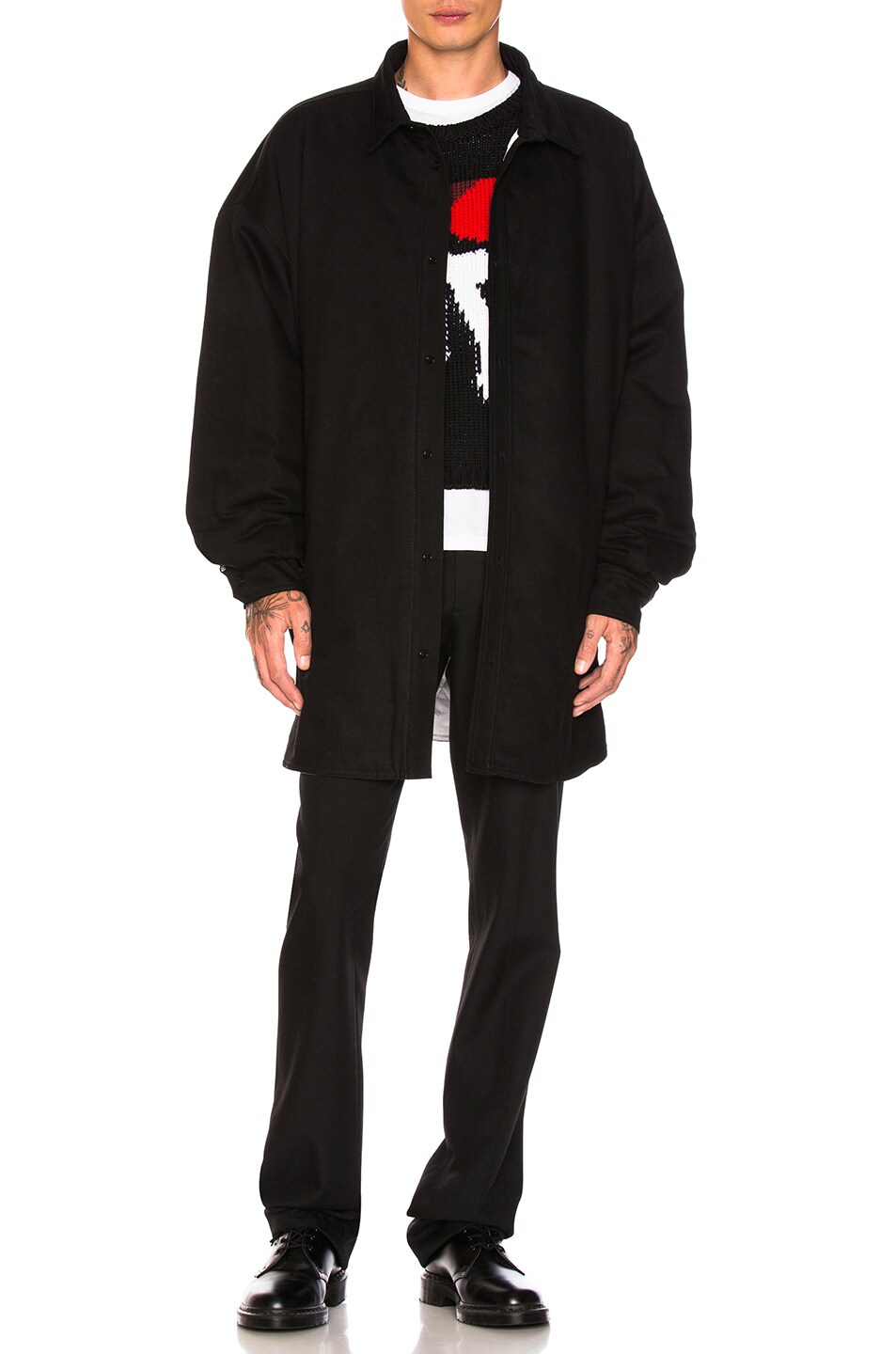 Image 1 of Raf Simons Shirt Coat in Black in Black