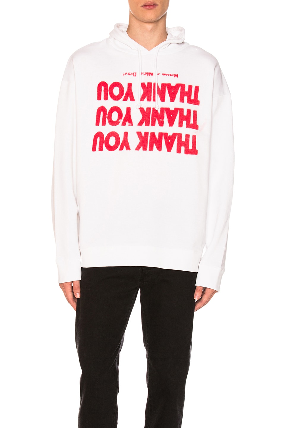 Image 1 of Raf Simons Regular Fit Thank You Hoodie in White