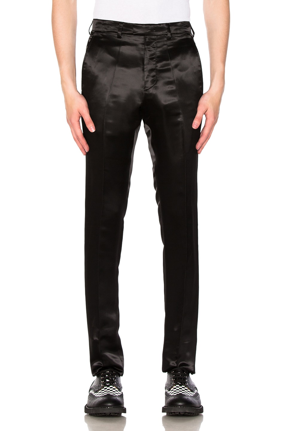 Image 1 of Raf Simons Satin Slim Pants in Black