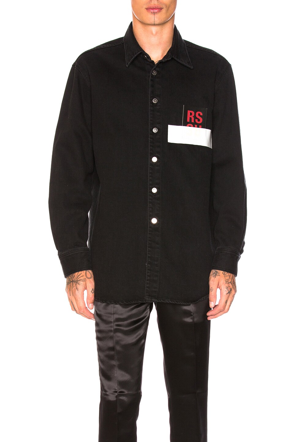 Image 1 of Raf Simons Denim Shirt in Black