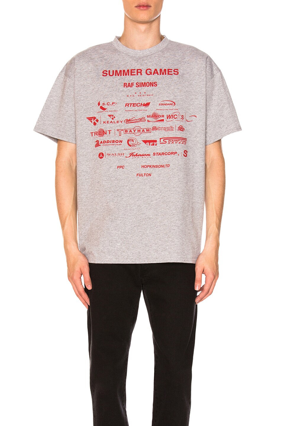 Image 1 of Raf Simons Easy Fit Summer Games Tee in Grey & Red