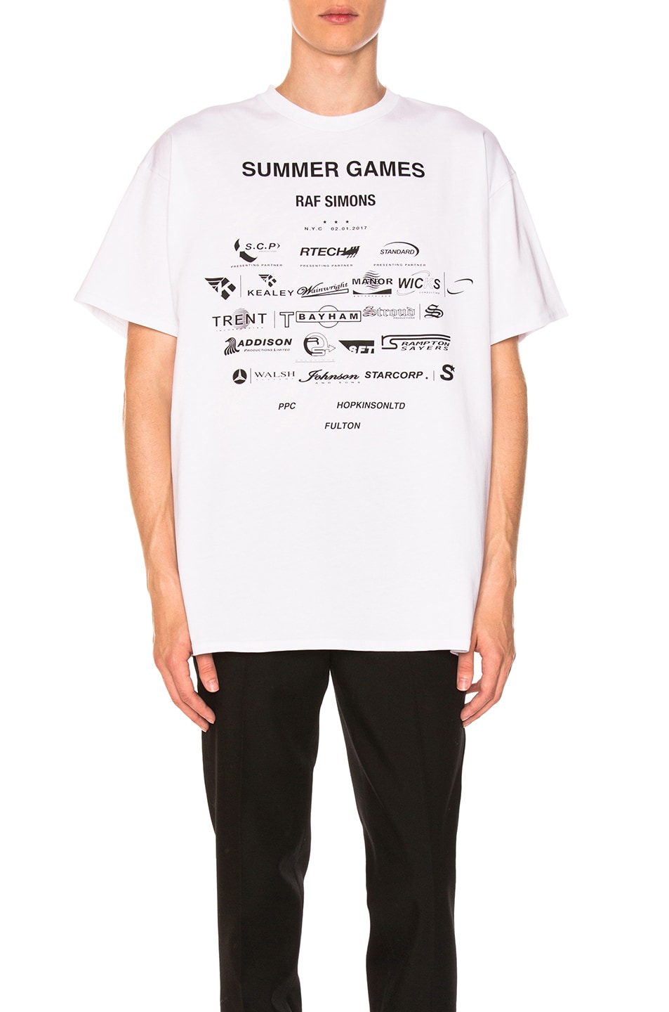 Image 1 of Raf Simons Easy Fit Summer Games Tee in White & Black