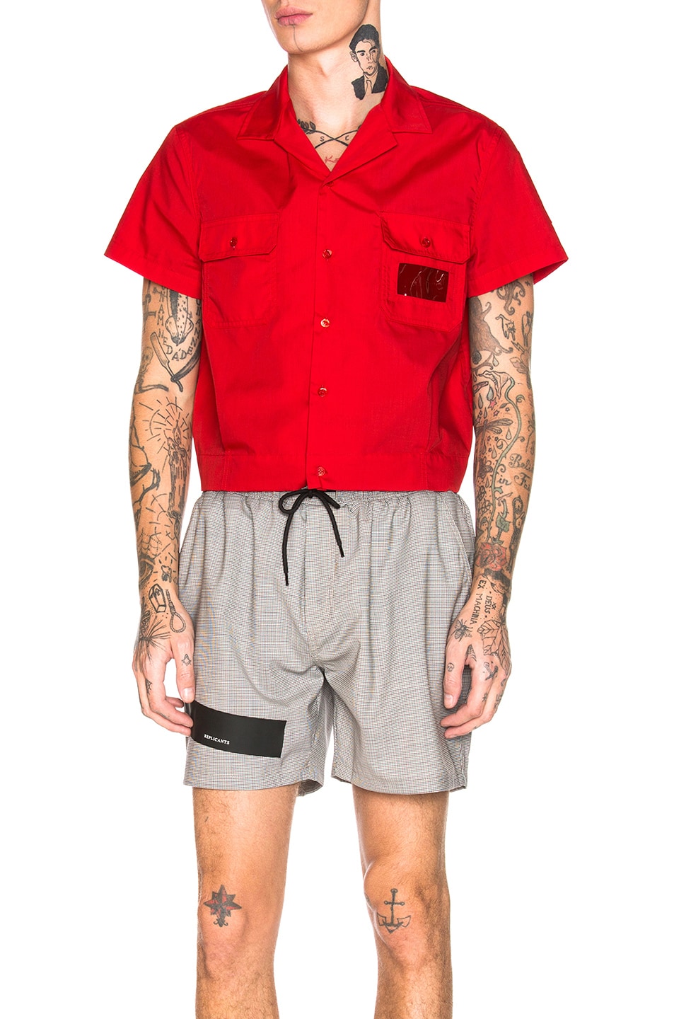 Image 1 of Raf Simons Cropped Shirt in Red