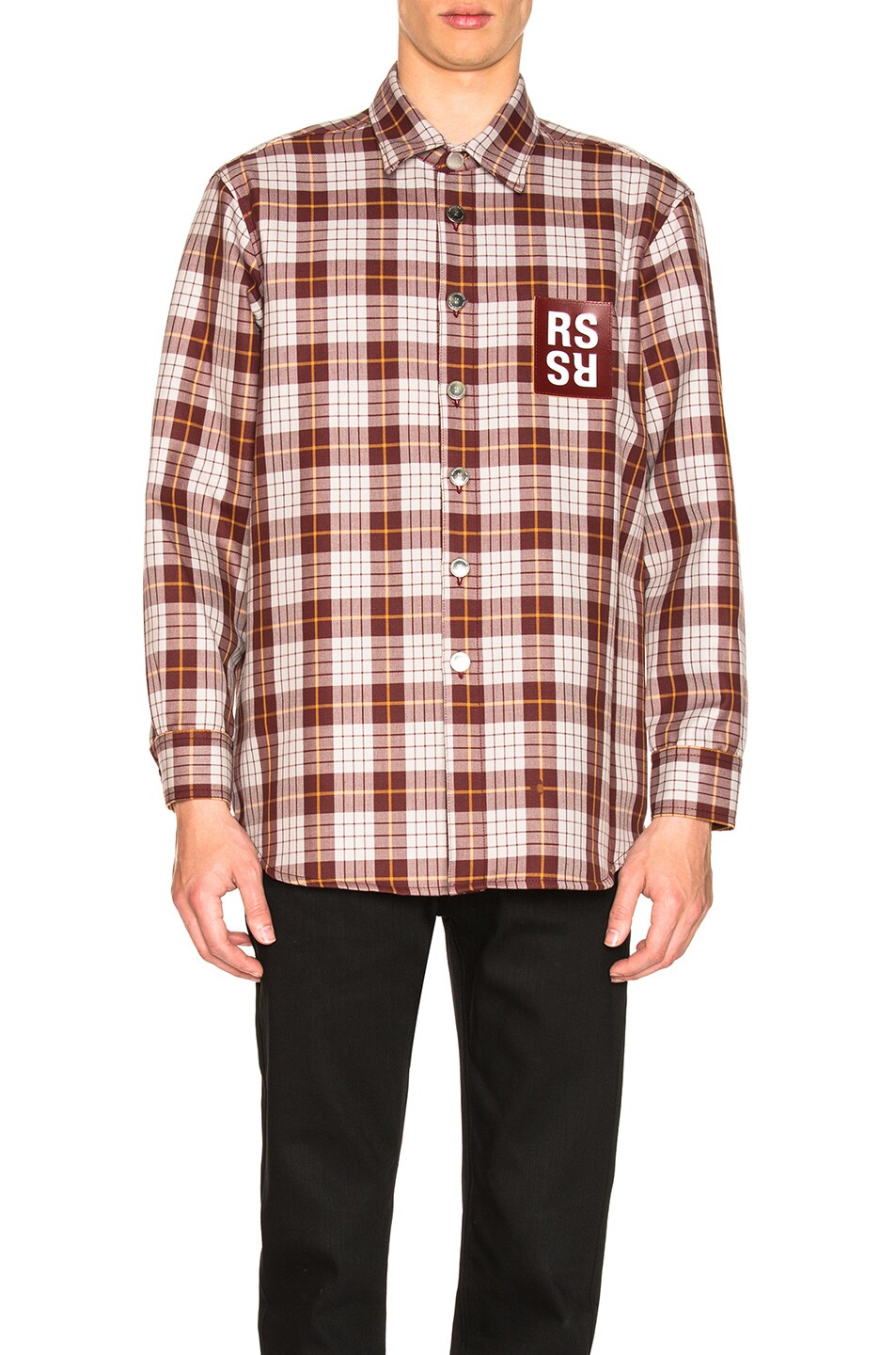 Image 1 of Raf Simons Denim Shirt in Brown & Caramel
