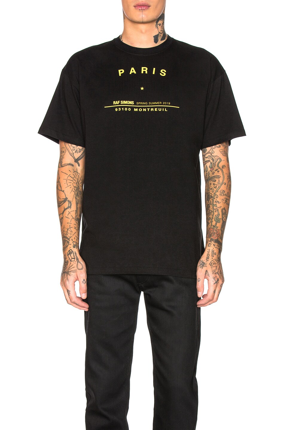 Image 1 of Raf Simons Big Fit Tour Graphic Tee in Black