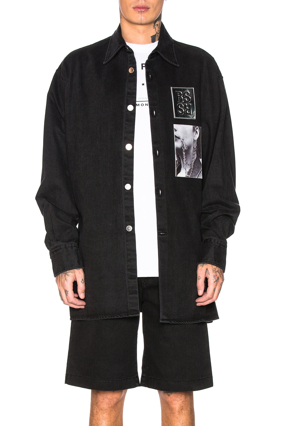 Image 1 of Raf Simons Big Fit Patched Shirt in Black