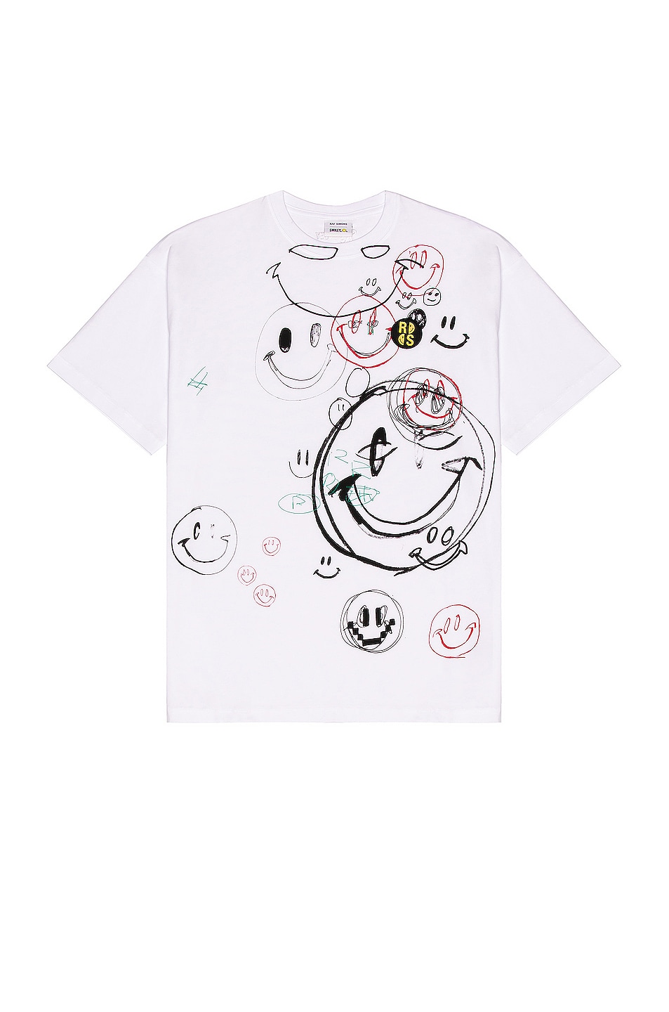 Image 1 of Raf Simons x Smiley Student Drawing Print Big Fit T-Shirt in White