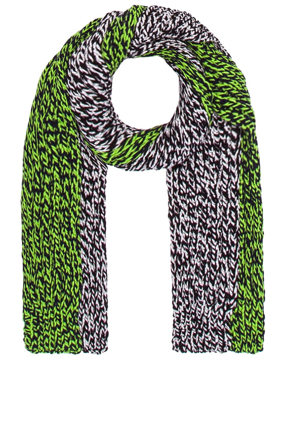 Image 1 of Raf Simons Bi-Color Knit Split Scarf in White & Green